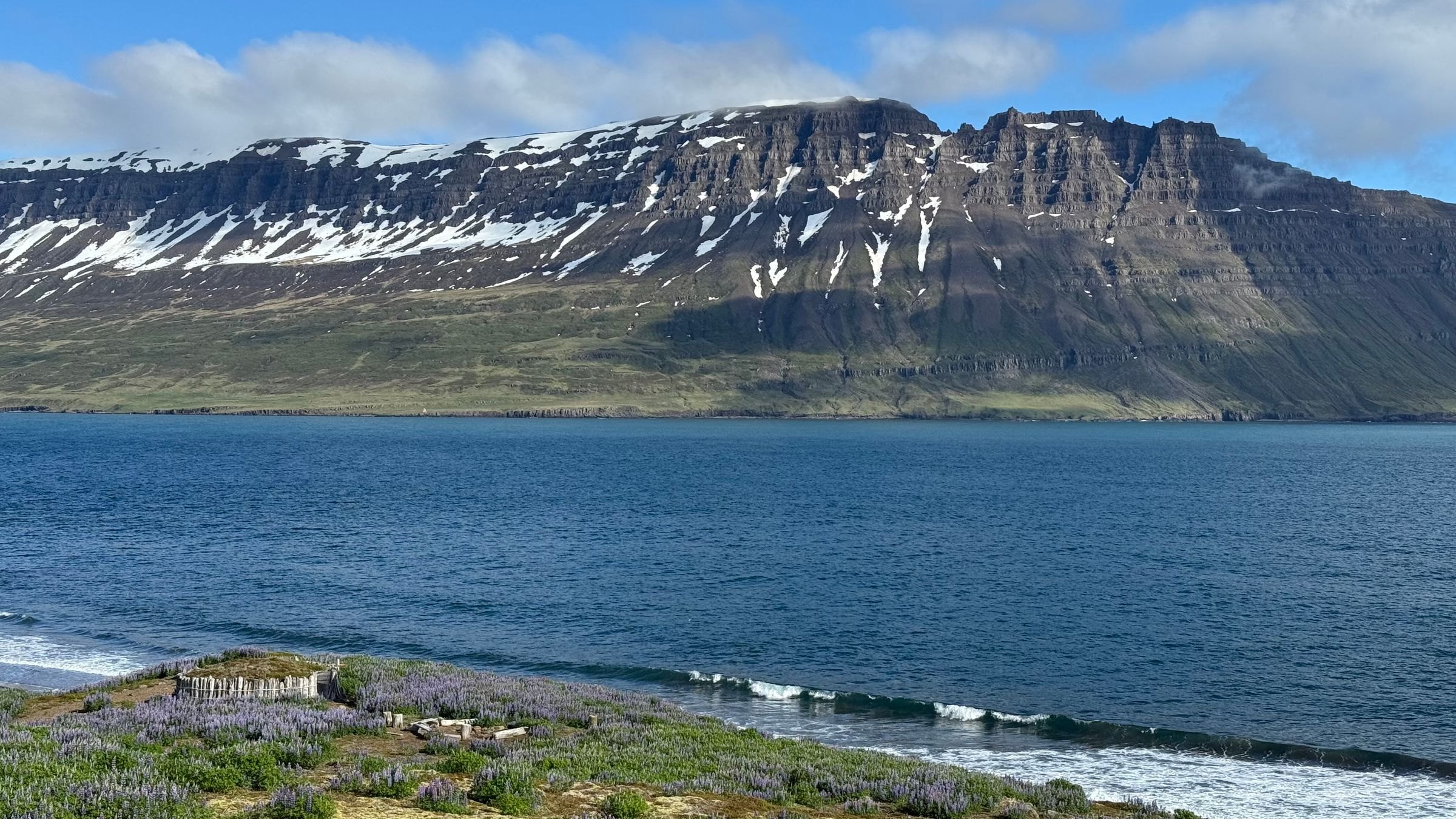 A snow-capped fjord at Ísafjörður