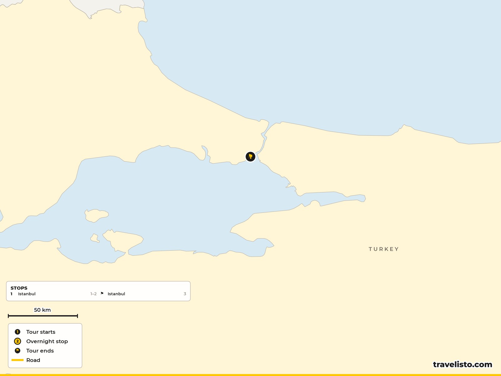Map of Istanbul showing the old city, Hagia Sophia, Topkapi Palace and the Grand Bazaar