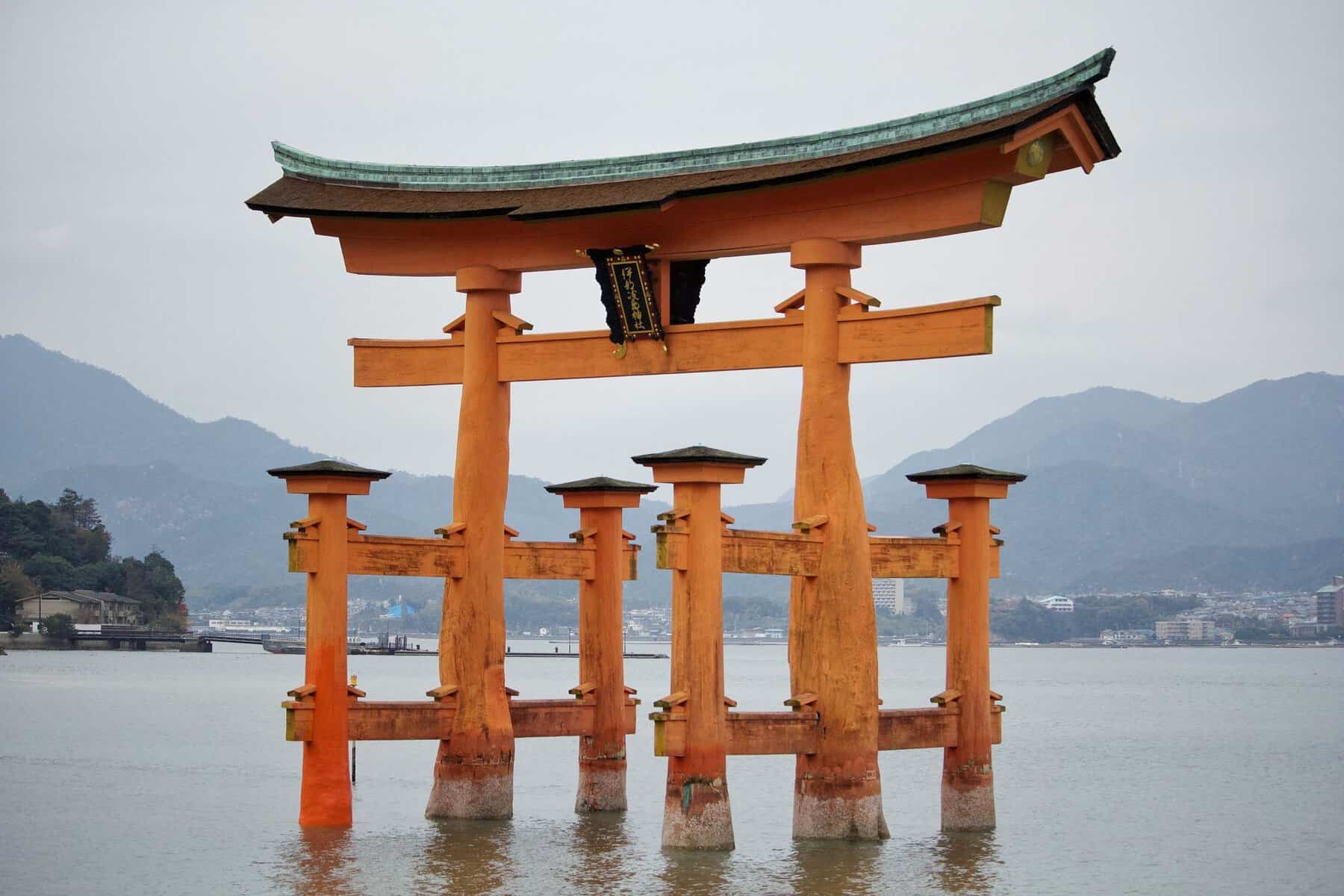The floating torii gate of Itsukushima Shrine on Miyajima, Japan