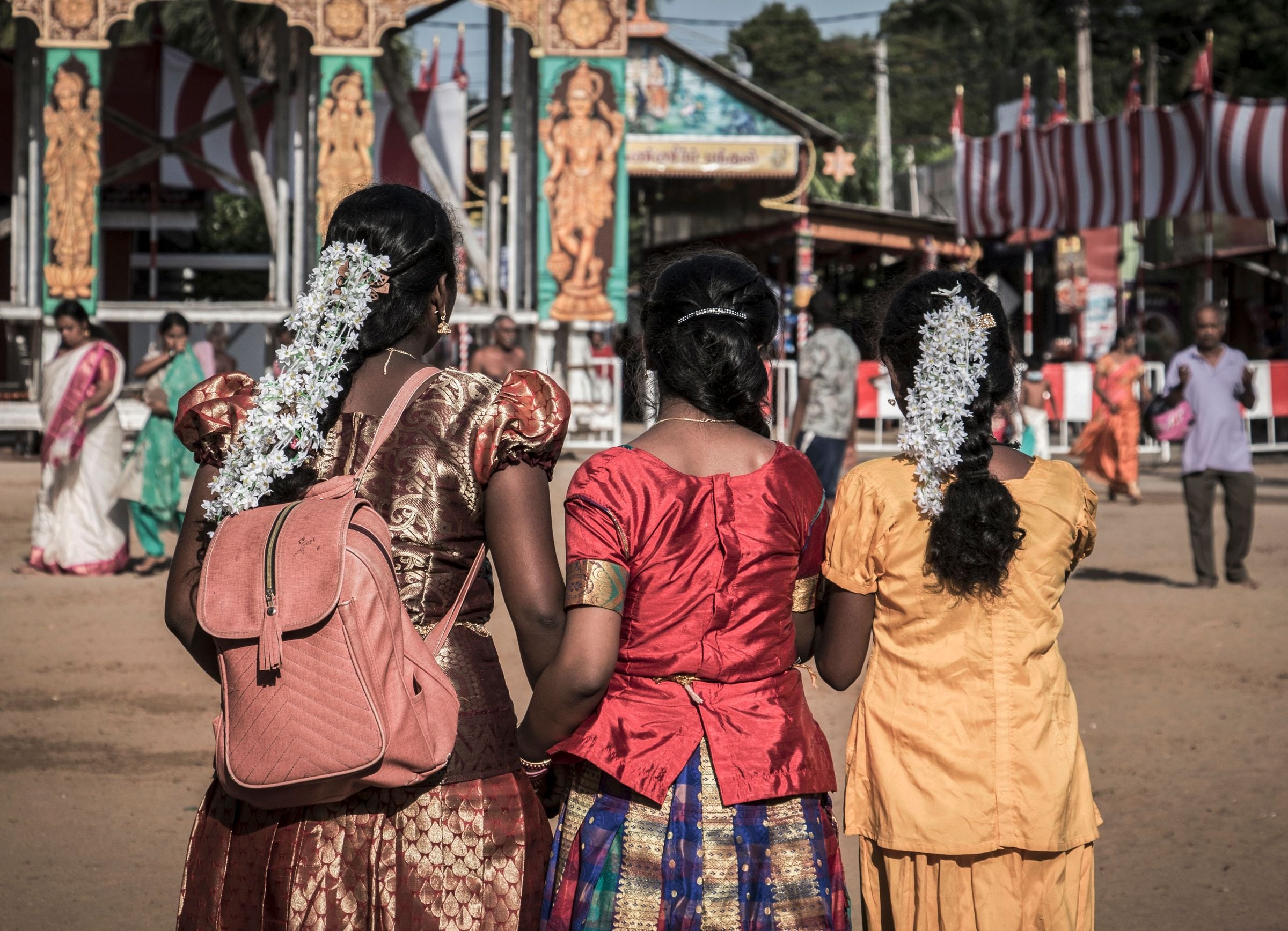 Women in traditional dress at a festival in Jaffna