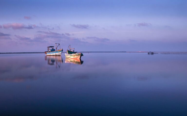 Fishing boats on calm water at Jaffna