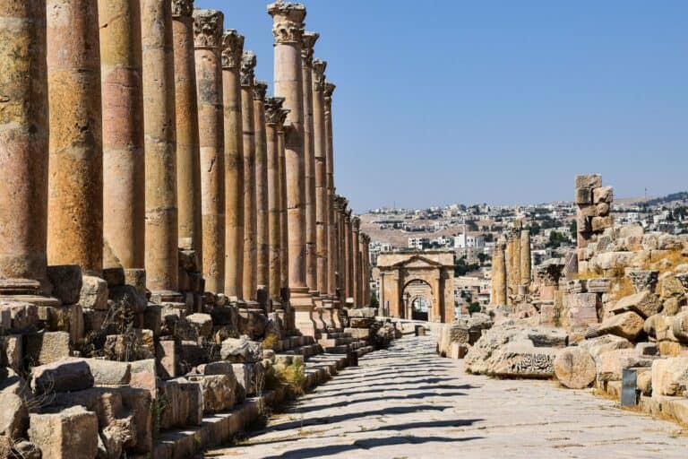 The Roman colonnaded street at Jerash, Jordan