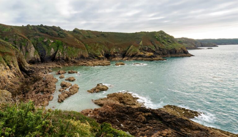 Jersey's rugged coastline and rocky coves