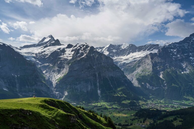 The Jungfrau region above green pastures