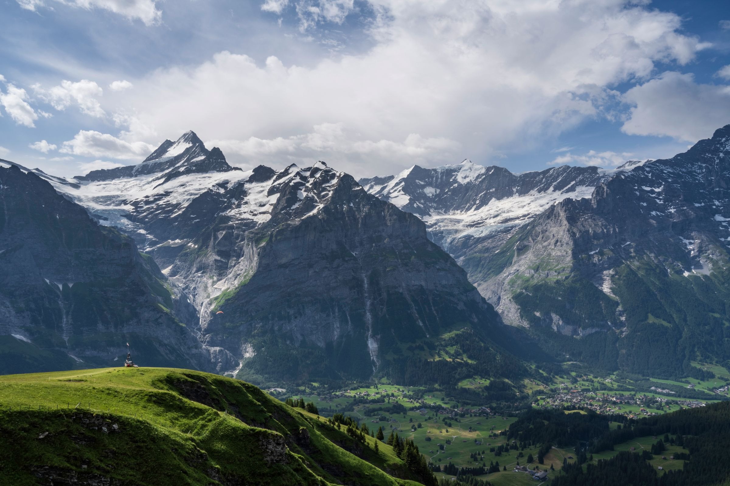 The Jungfrau region above green pastures