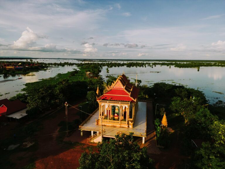 A temple in Kampong Khleang from above