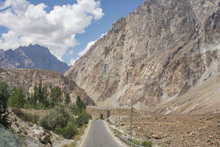 A road through the mountains of Hunza-Nagar, Pakistan