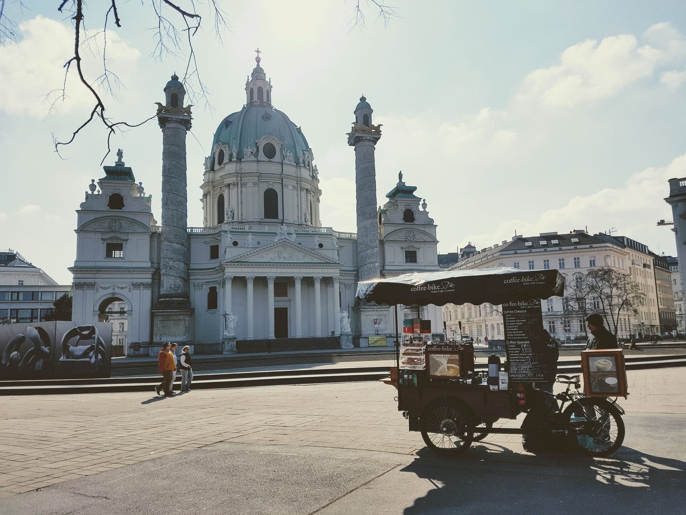 A coffee cart near the Karlskirche in Vienna