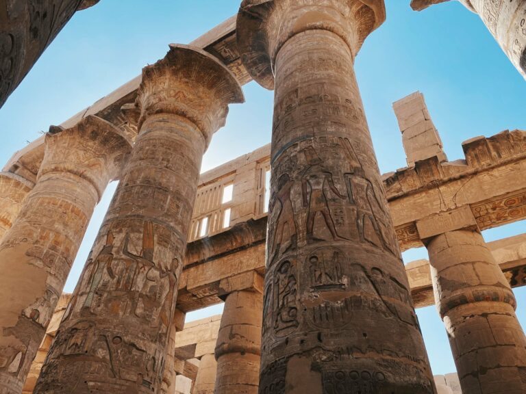 Carved columns at Karnak Temple