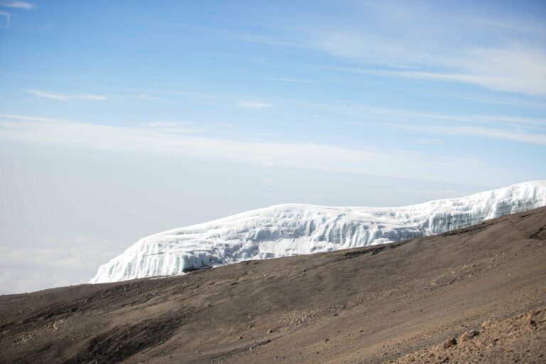 The ice cap on the summit of Kilimanjaro