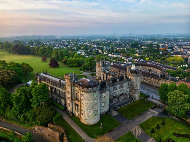 Kilkenny Castle and its grounds from above
