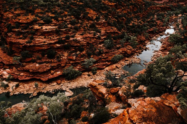 Red rock gorges of the Australian north-west from the air