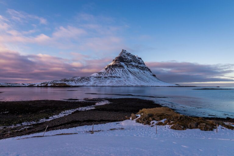Kirkjufell mountain in winter