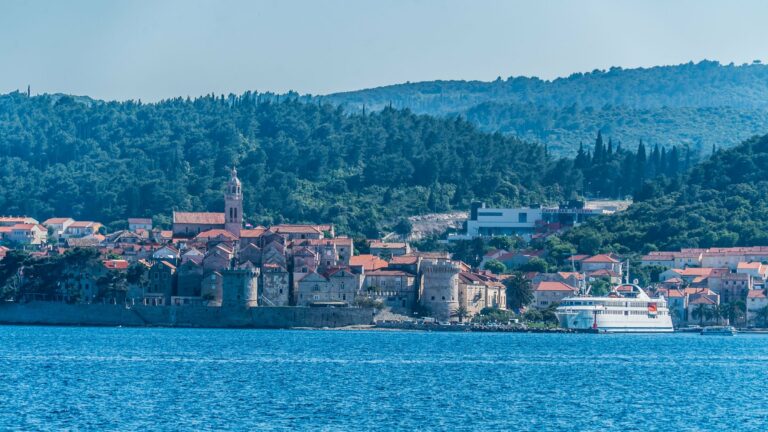 Korcula town on its island