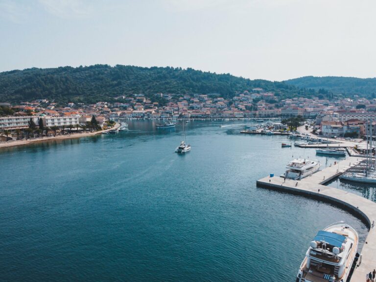 Korčula's waterfront from the air
