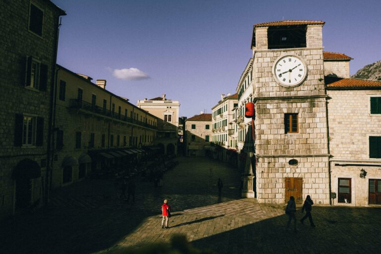 The clock tower in Kotor's old town
