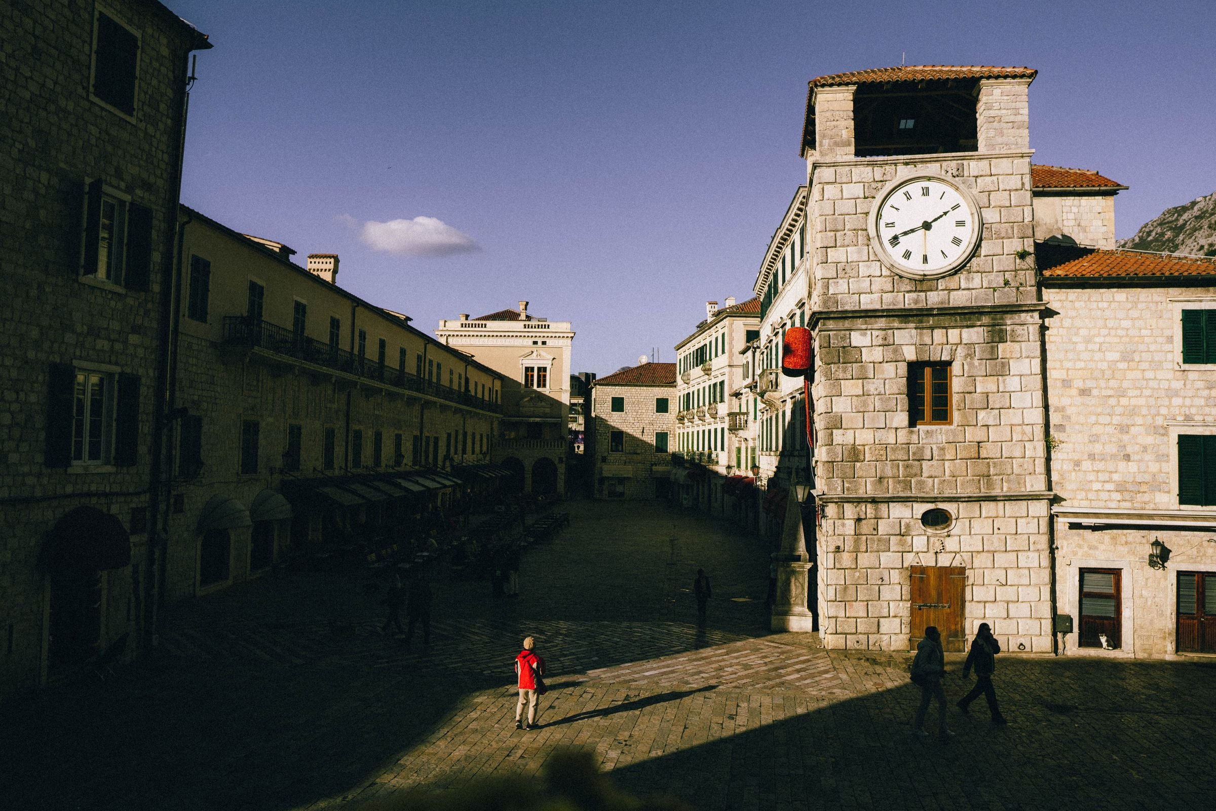 The clock tower in Kotor's old town
