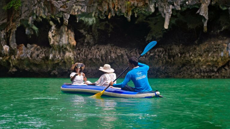Sea kayaking through limestone caves near Krabi