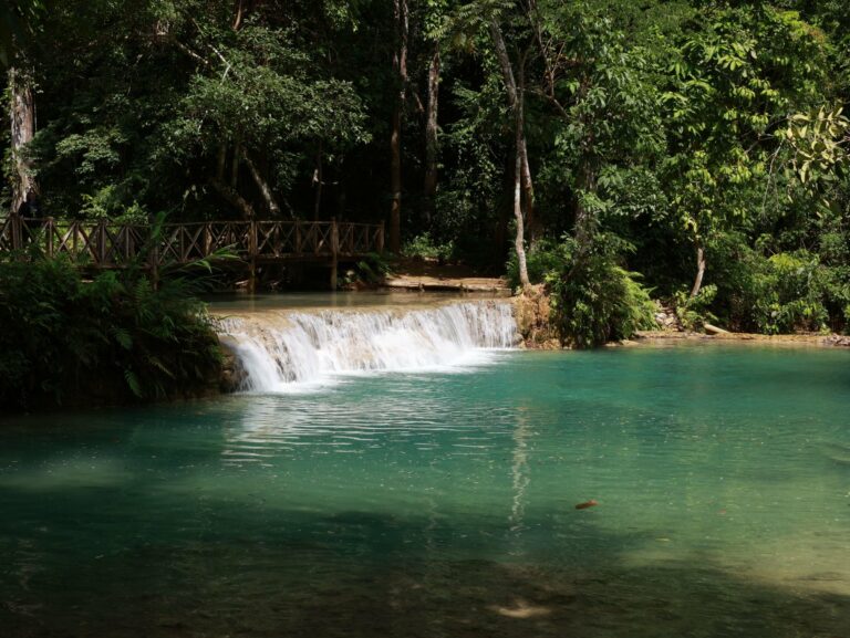 The turquoise pools of Kuang Si Falls