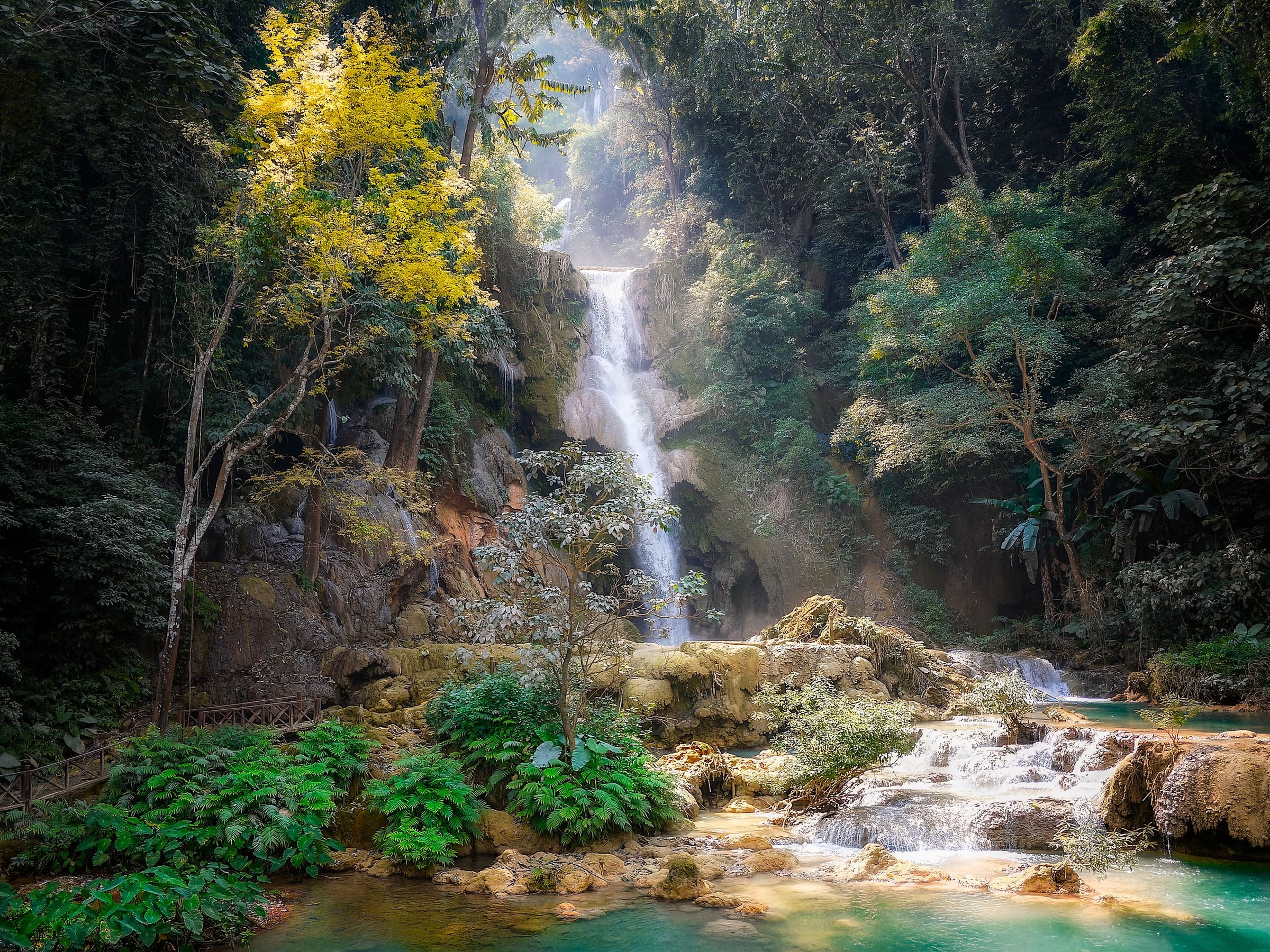 Kuang Si Falls in the jungle near Luang Prabang