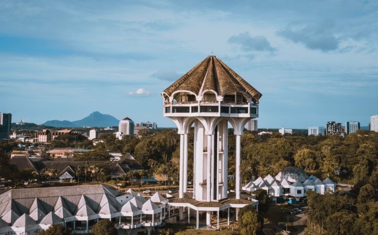 The Civic Centre tower above Kuching, Sarawak