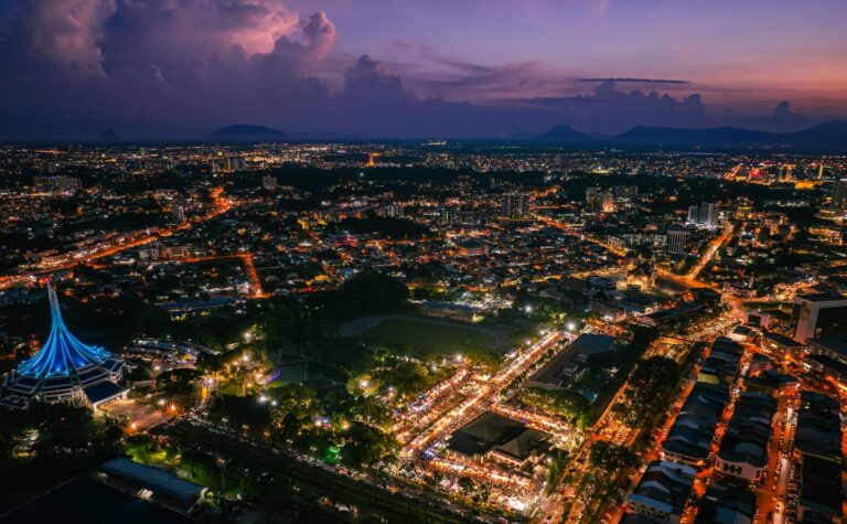 Kuching lit up at night