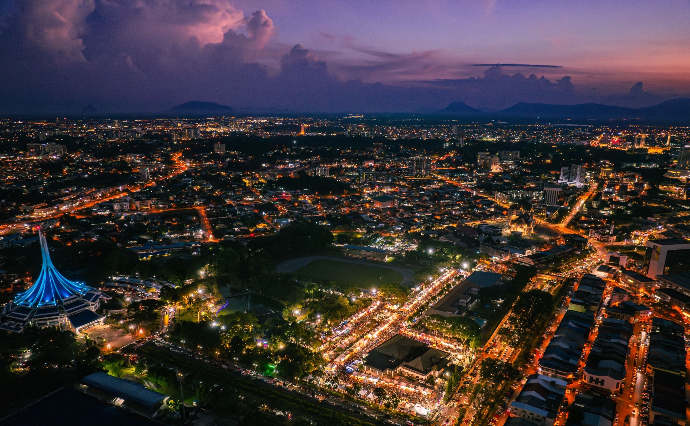 Kuching lit up at night