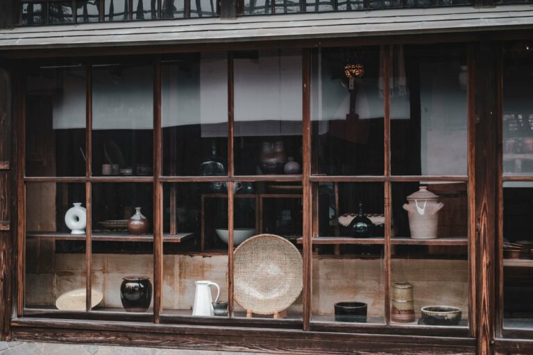 Pottery in a traditional shop window