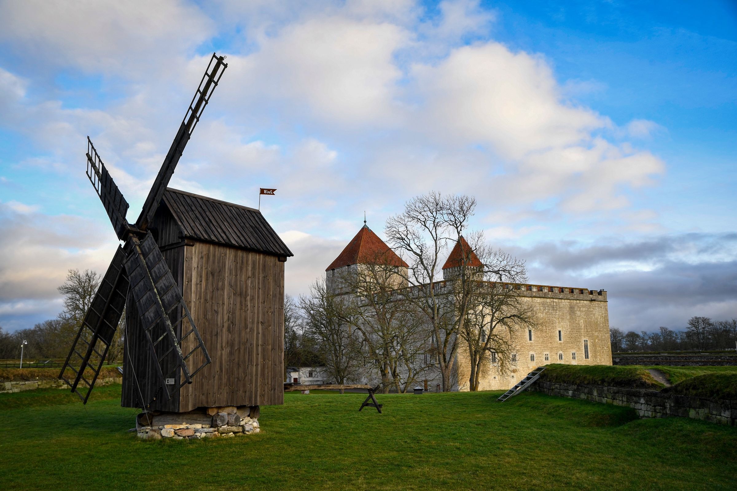 A windmill by Kuressaare Castle on Saaremaa