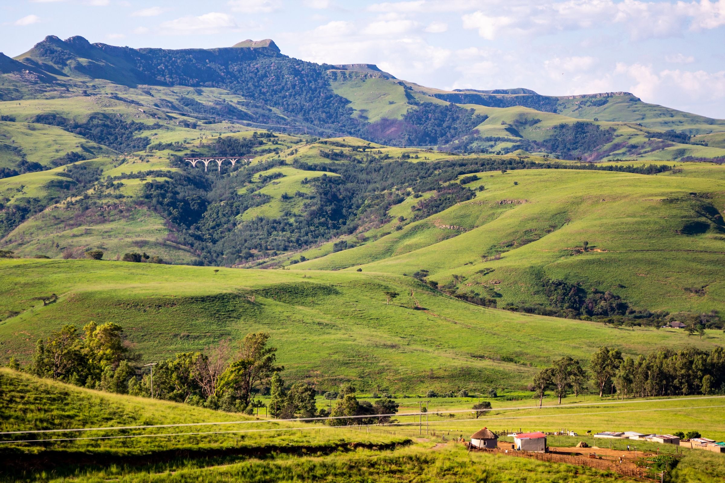 Green hills in the KwaZulu-Natal countryside