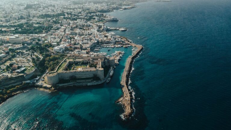 Kyrenia Castle and harbour from the air