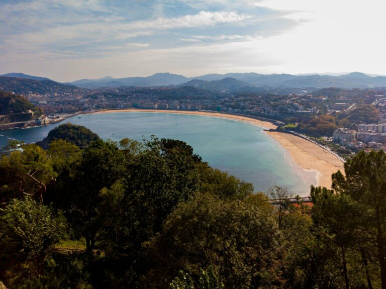 La Concha Bay in San Sebastian from above