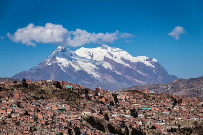 La Paz beneath snow-capped Illimani