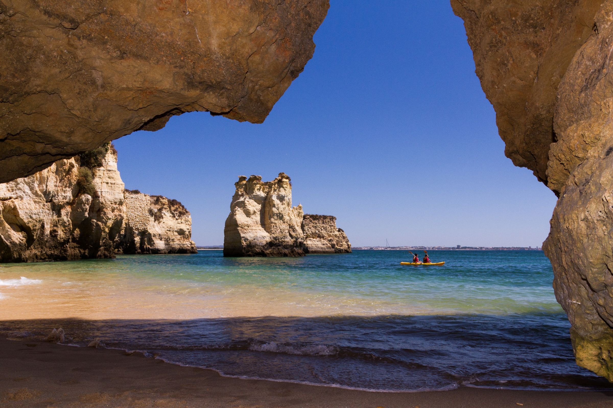 Rock formations and clear water at Lagos