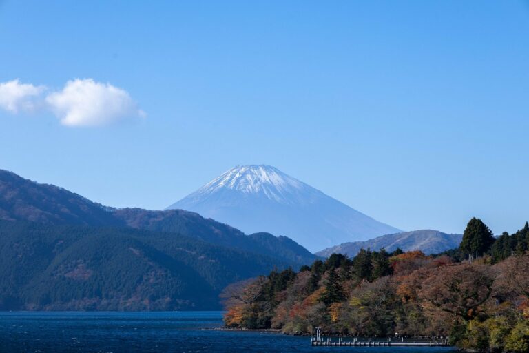 Mount Fuji above Lake Ashi in autumn