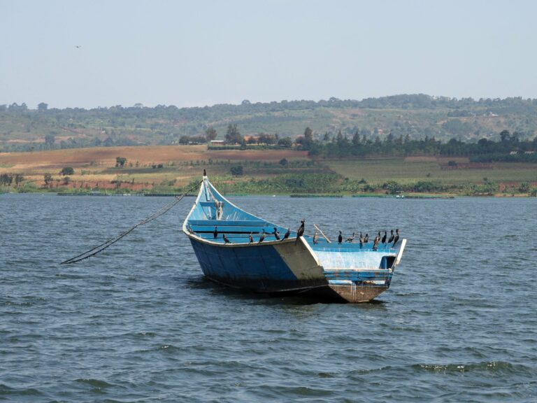 A wooden boat on Lake Victoria near Jinja