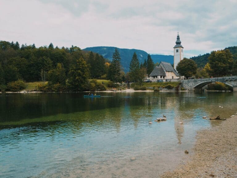 The Church of St John the Baptist on Lake Bohinj, Slovenia