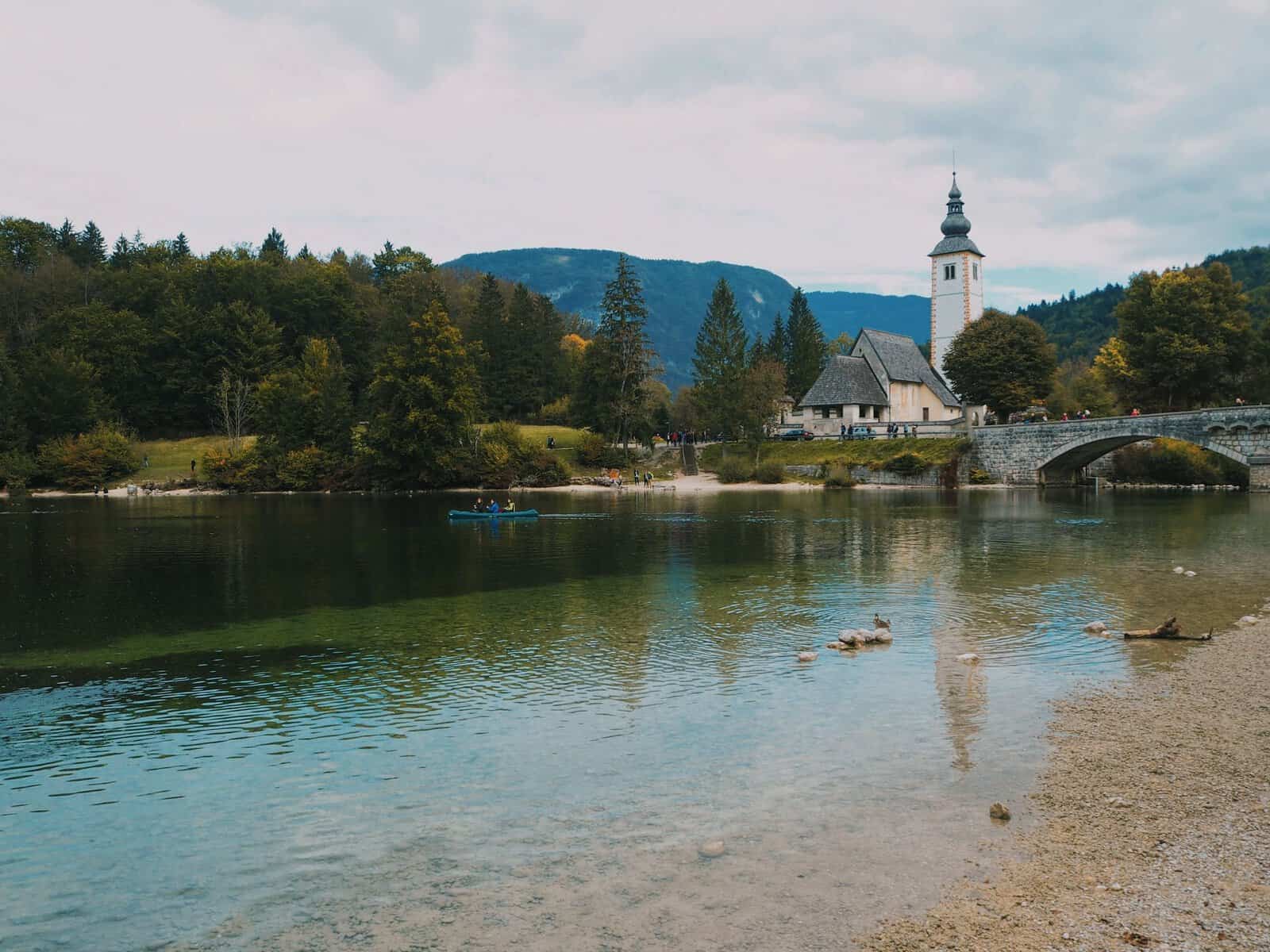 The Church of St John the Baptist on Lake Bohinj, Slovenia