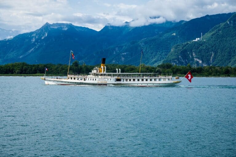 A historic paddle steamer on Lake Geneva