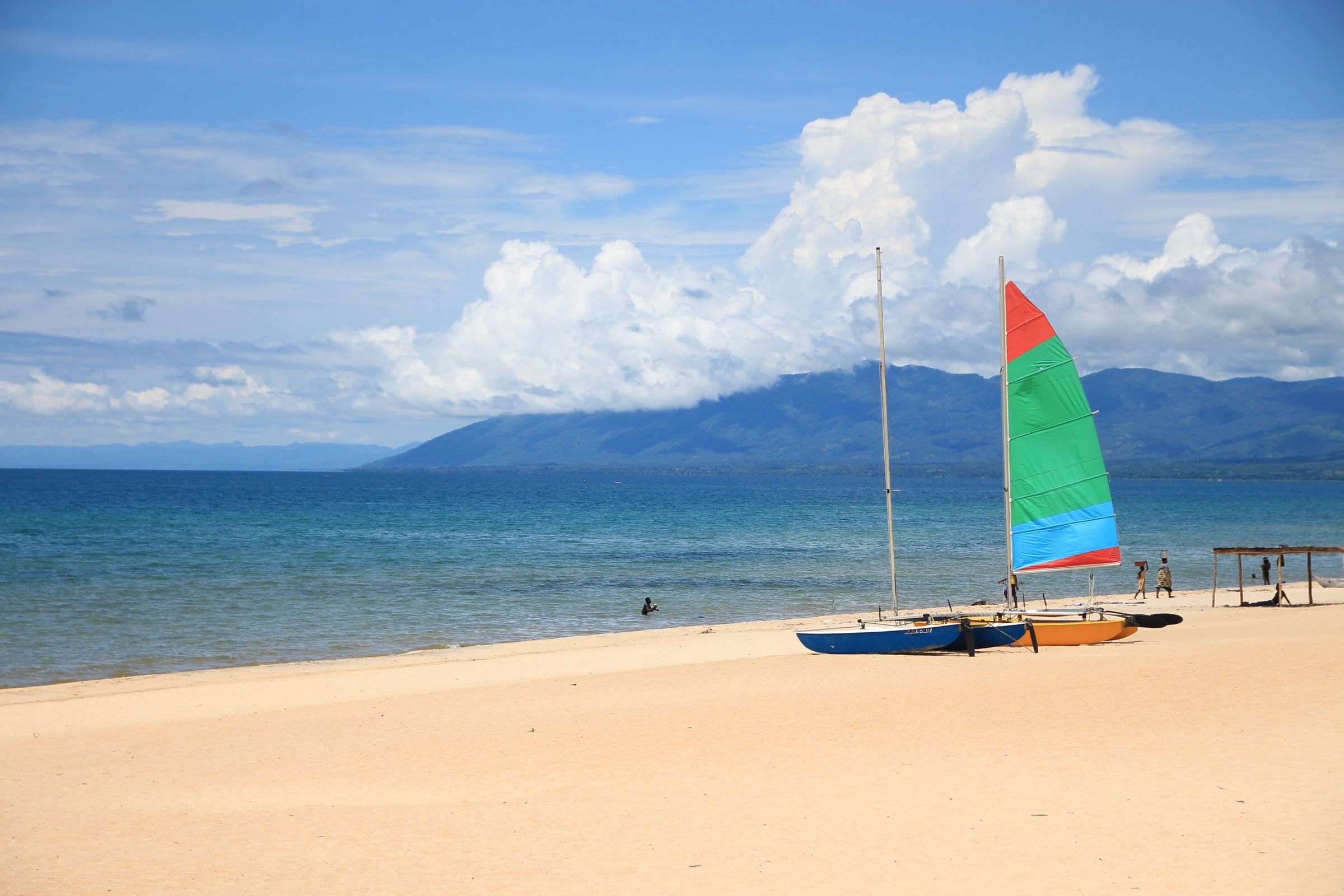 Sailboats on a Lake Malawi beach