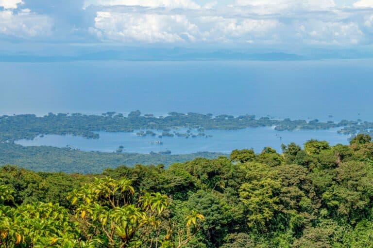 The islets of Lake Nicaragua with Mombacho Volcano behind