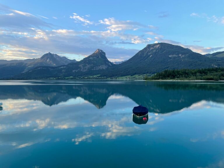 Mountains reflected in Lake Wolfgang