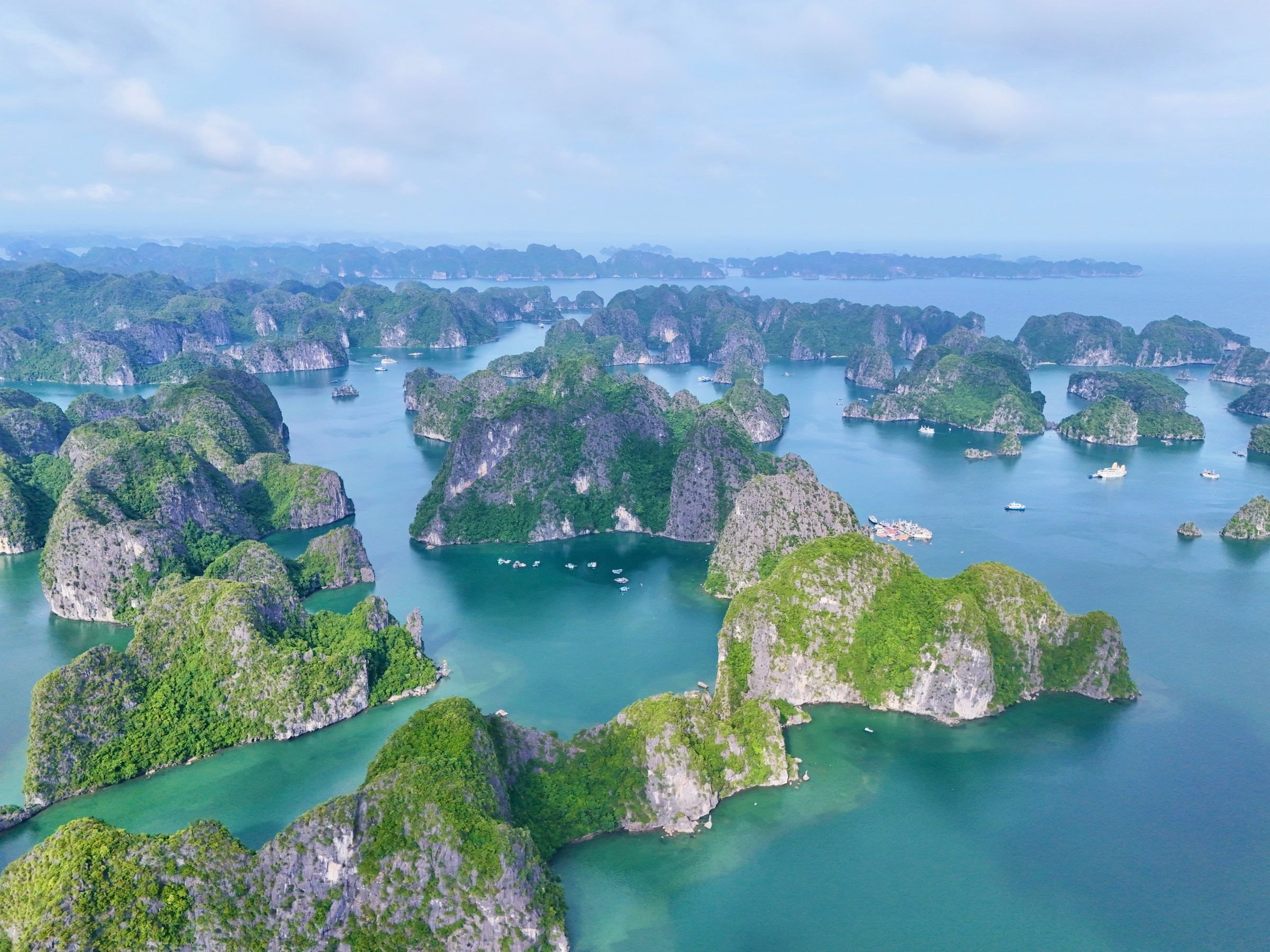 Limestone islands of Lan Ha Bay in northern Vietnam