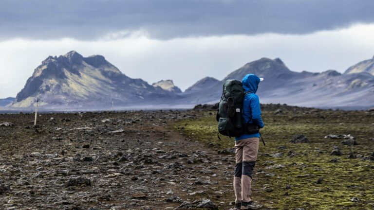 A backpacker in Iceland's highlands