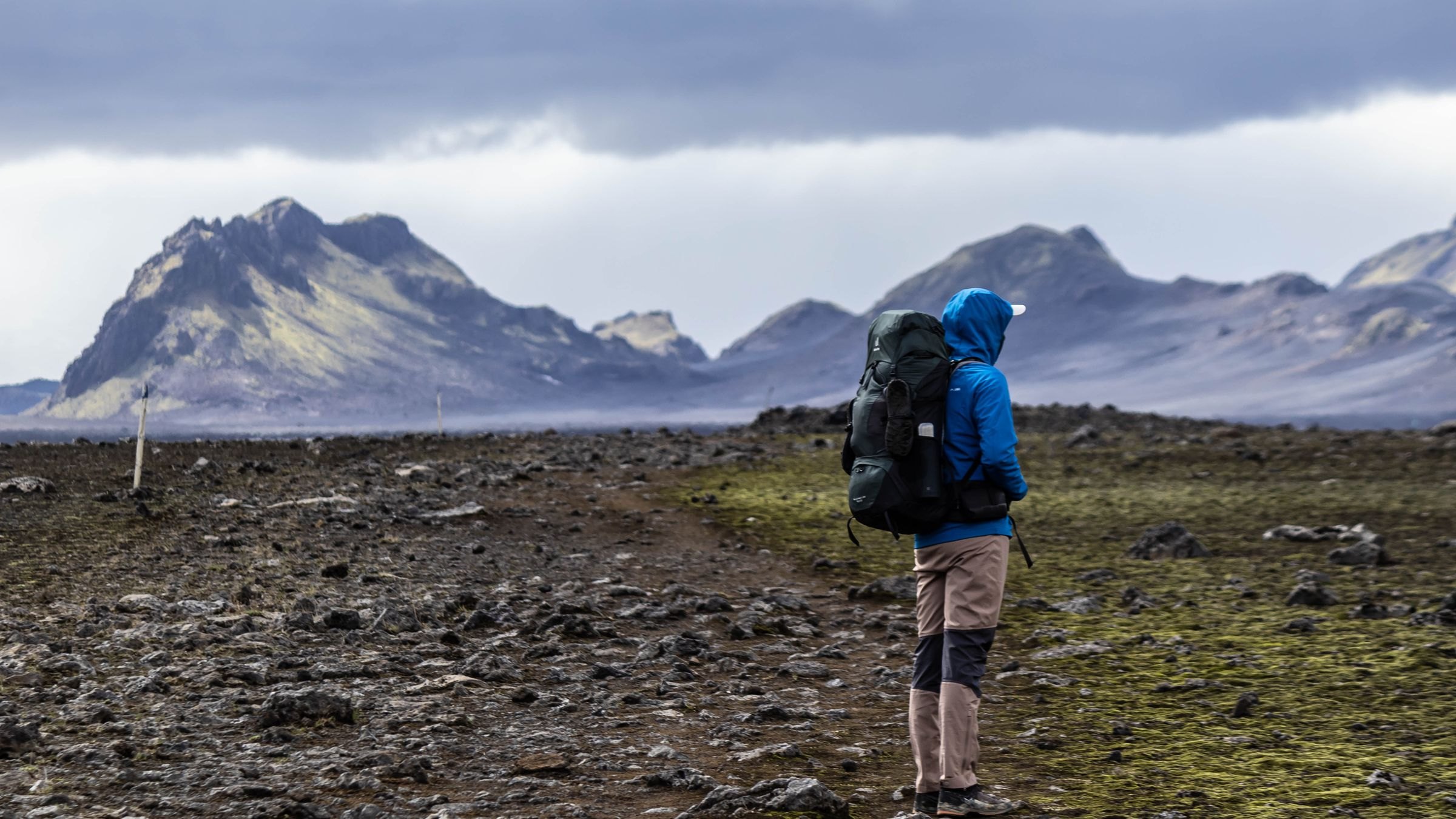 A backpacker in Iceland's highlands