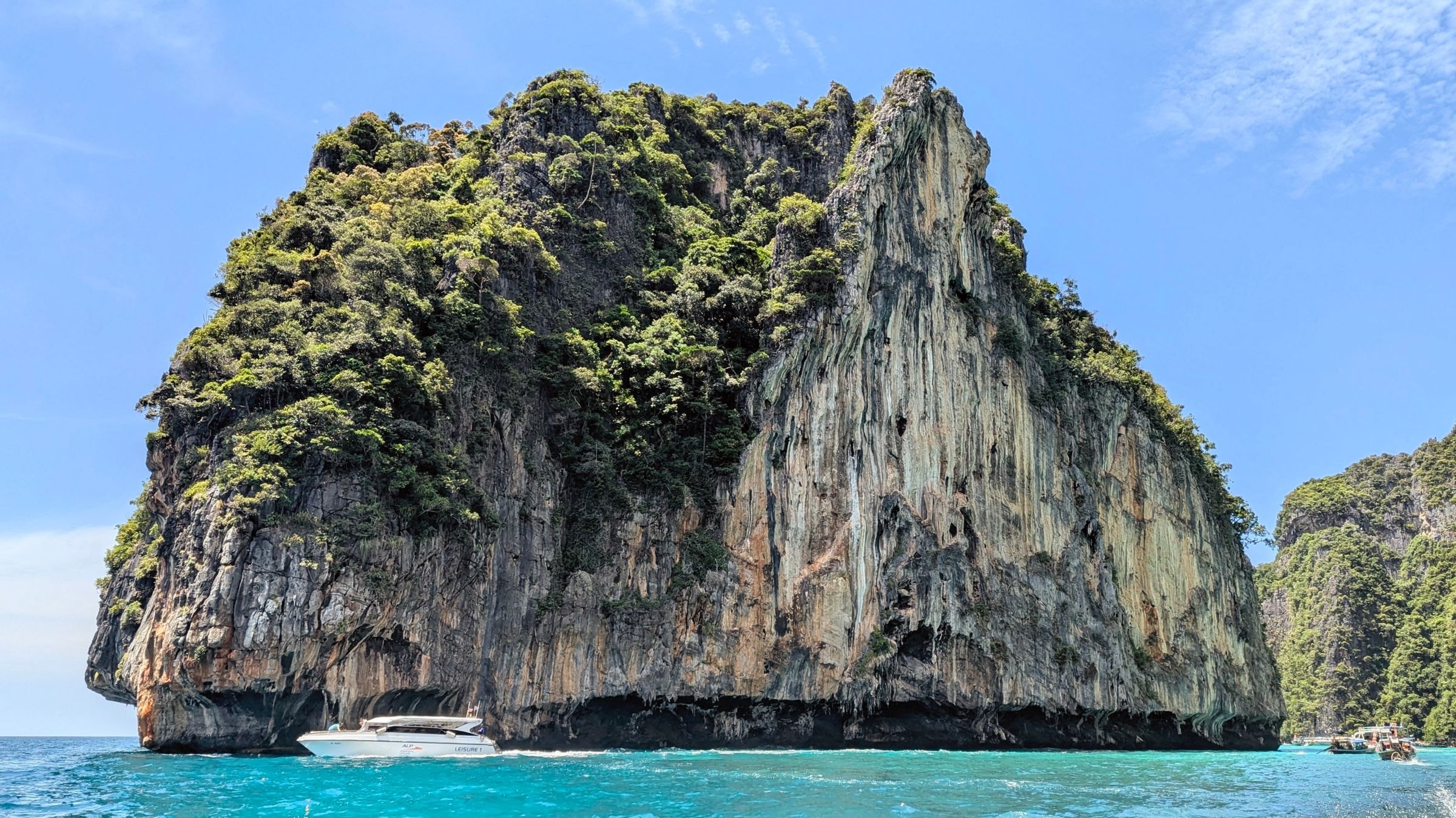 A limestone island in emerald water