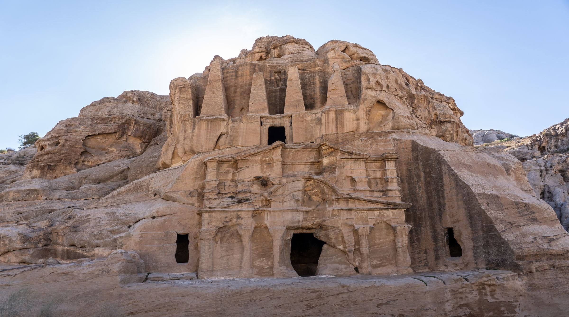 A rock-cut temple at Little Petra