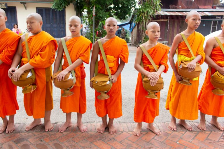 Young monks in saffron robes in Luang Prabang