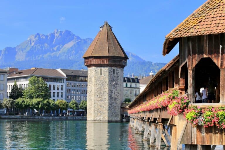 The Chapel Bridge and Water Tower in Lucerne
