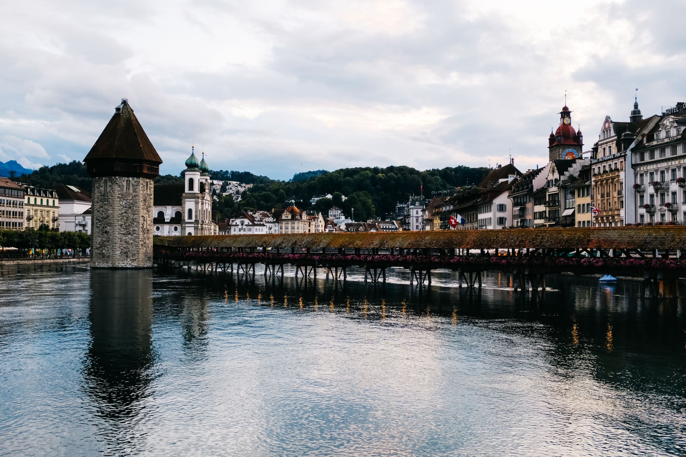 The Chapel Bridge and Water Tower in Lucerne